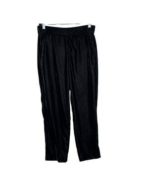 J.Crew Velour Pull On Pants Womens 2 Black Straight Leg Lounge Soft